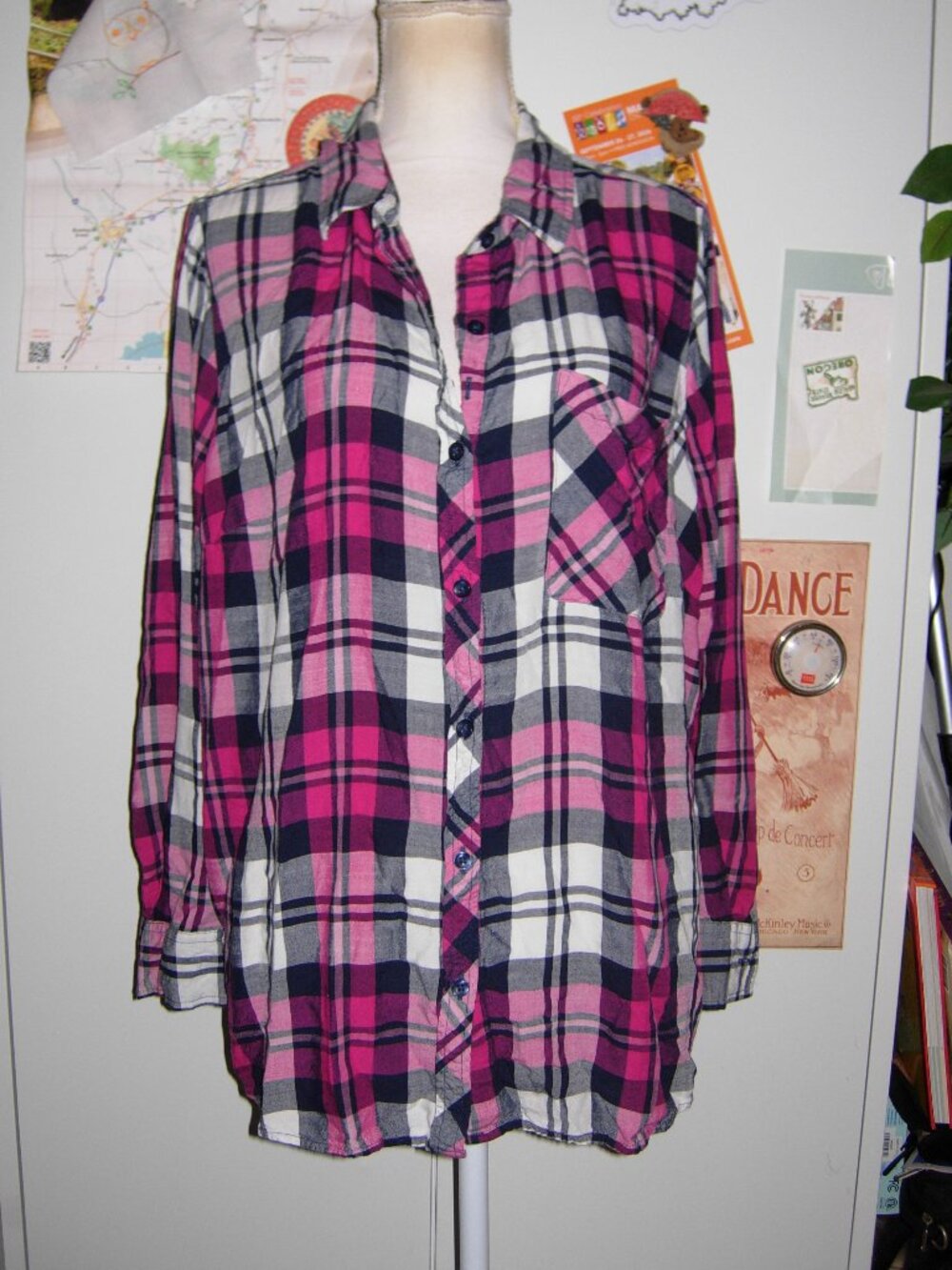 Terra & Sky Pink Plaid Top 2X